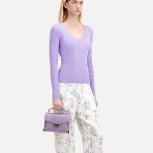 The Kooples NWT Lilac Ribbed V-Neck Sweater